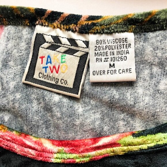 Take Two Velvet Floral Beaded Top 3/4 sleeve Size M - Picture 7 of 9